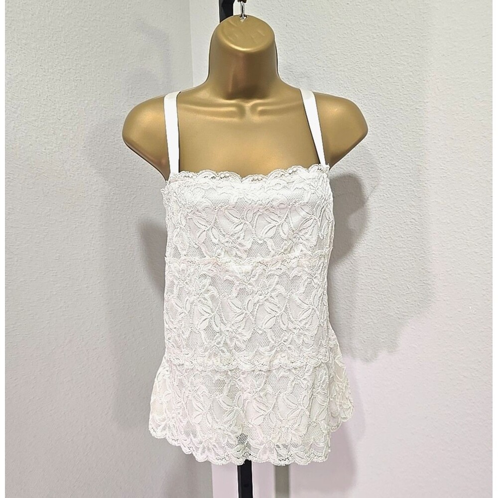 Coldwater Creek Cream Lace Camisole Sz Medium Coquette Cottage Feminine Delicate
